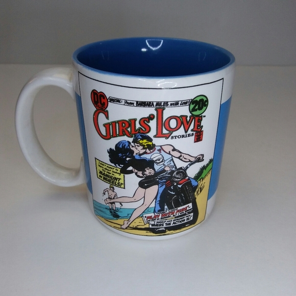Vintage 1985 DC Comics "Girls' Love" Pop Art Mug - Picture 1 of 3
